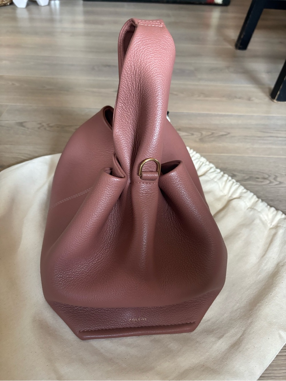 Polène Pink Pebbled Leather Shoulder Bag - Picture 2 of 11